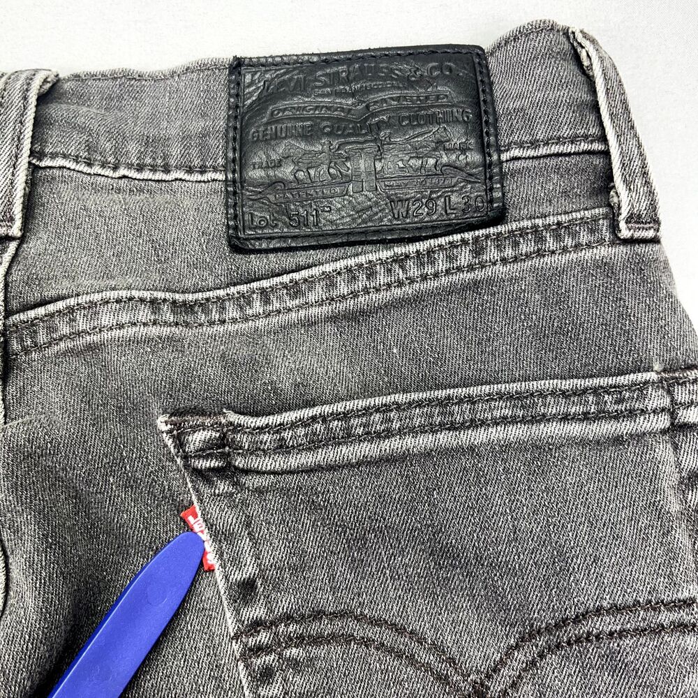 Levi's Premium‎ 511 Slim Fit Jeans Stretch Gray/Black Men's Tag Size 29x30 Fade - Picture 16 of 16